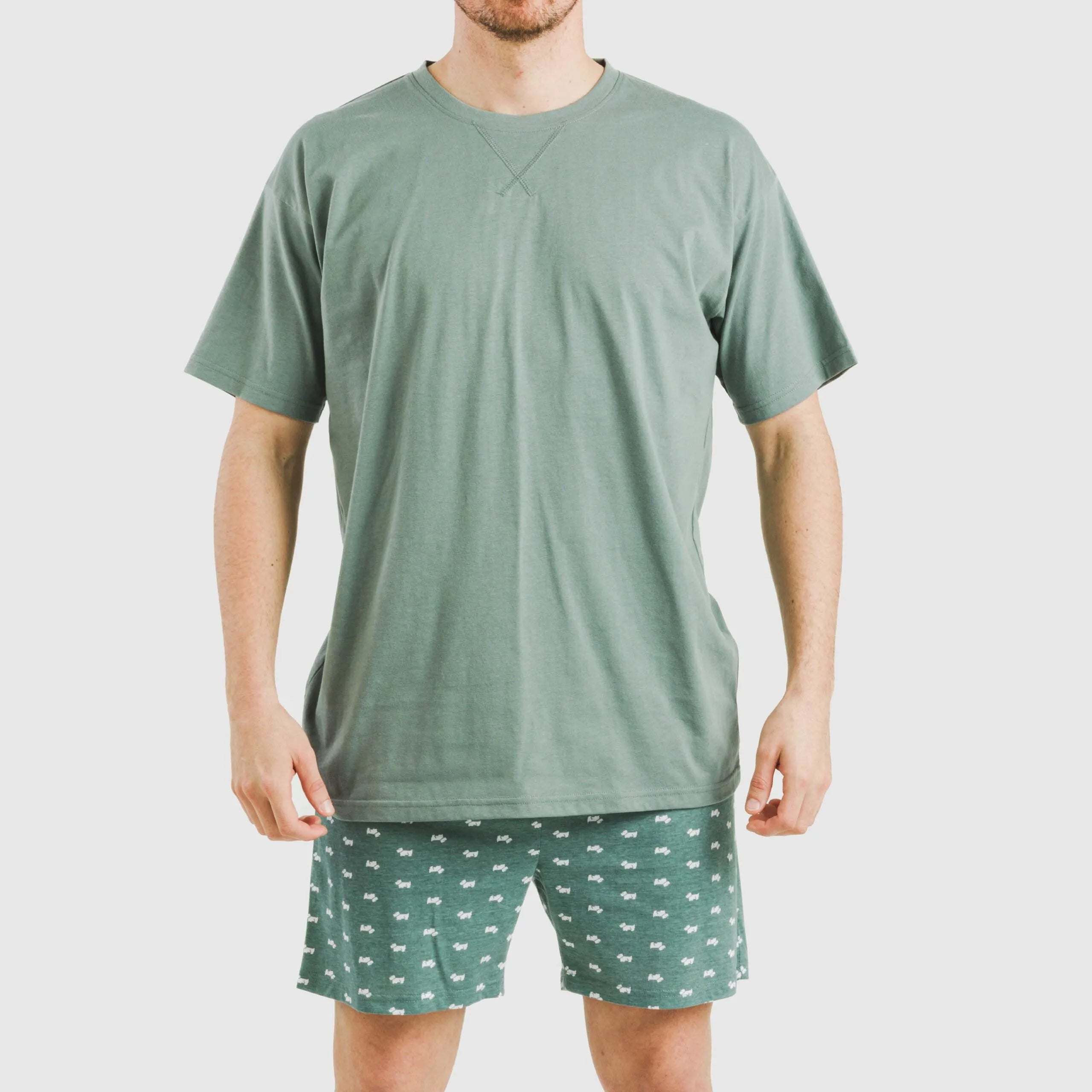 Pijama corto algodón hombre Dawin verde