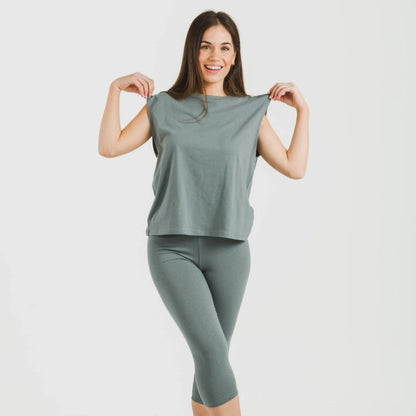 Maglia a canotta in cotone da donna tinta unita