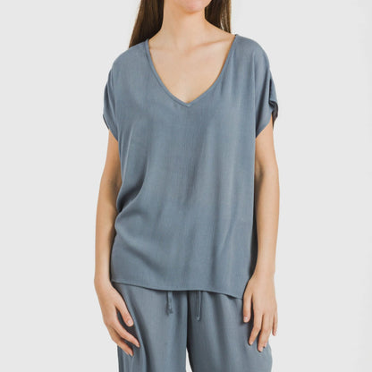 Camiseta manga fluida viscosa bambula lisa