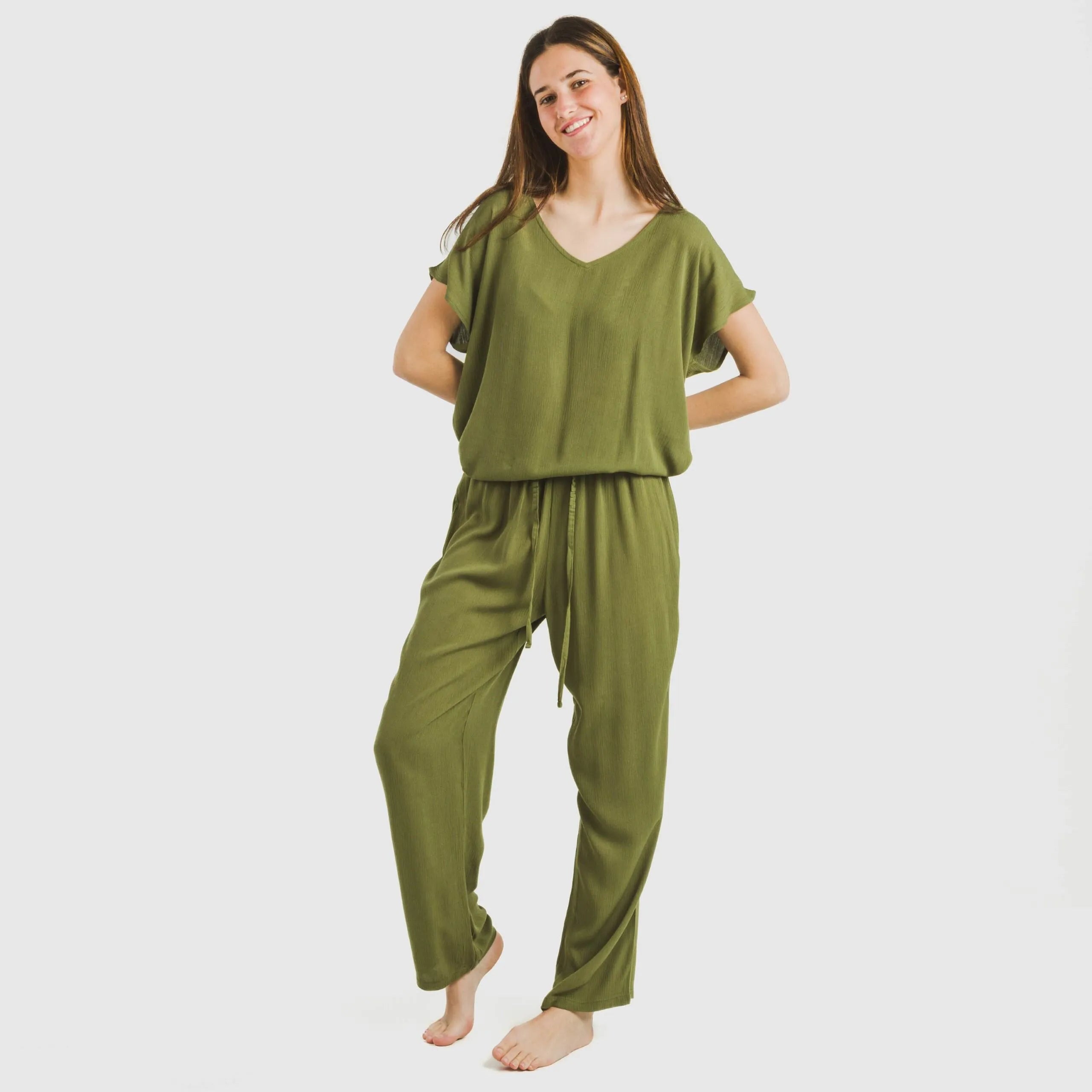 Pantalón largo viscosa bambula liso