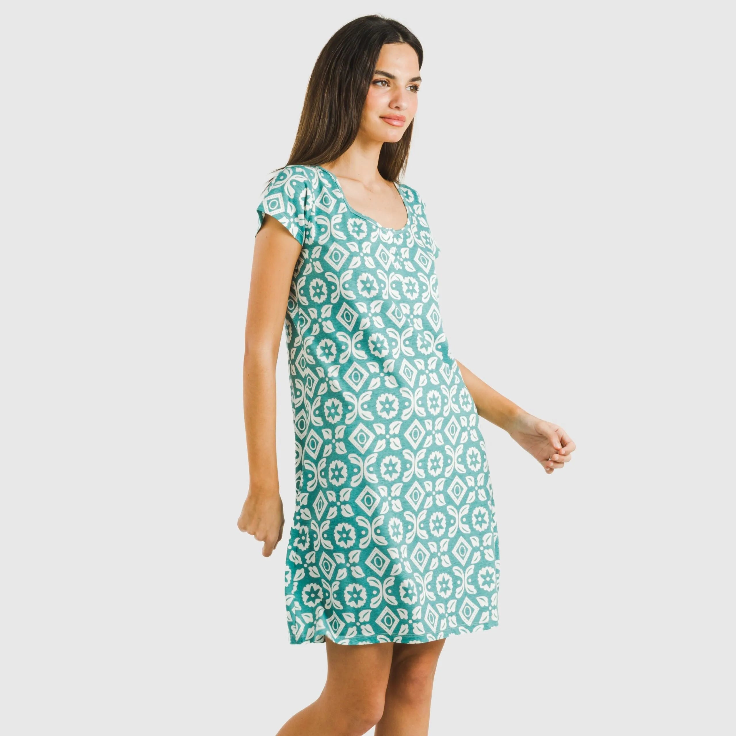 Blusón algodón Eugenia agua marina