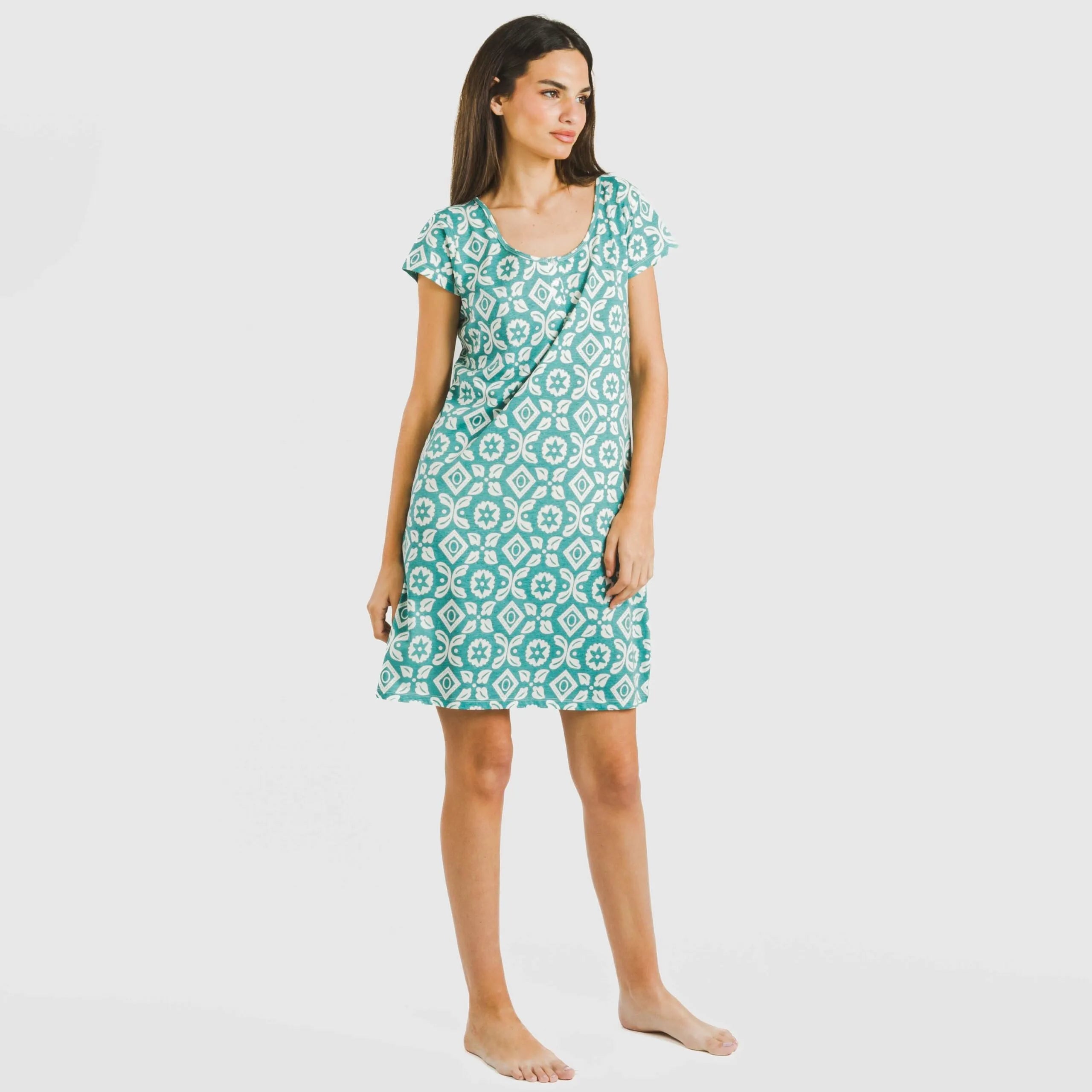 Blusón algodón Eugenia agua marina