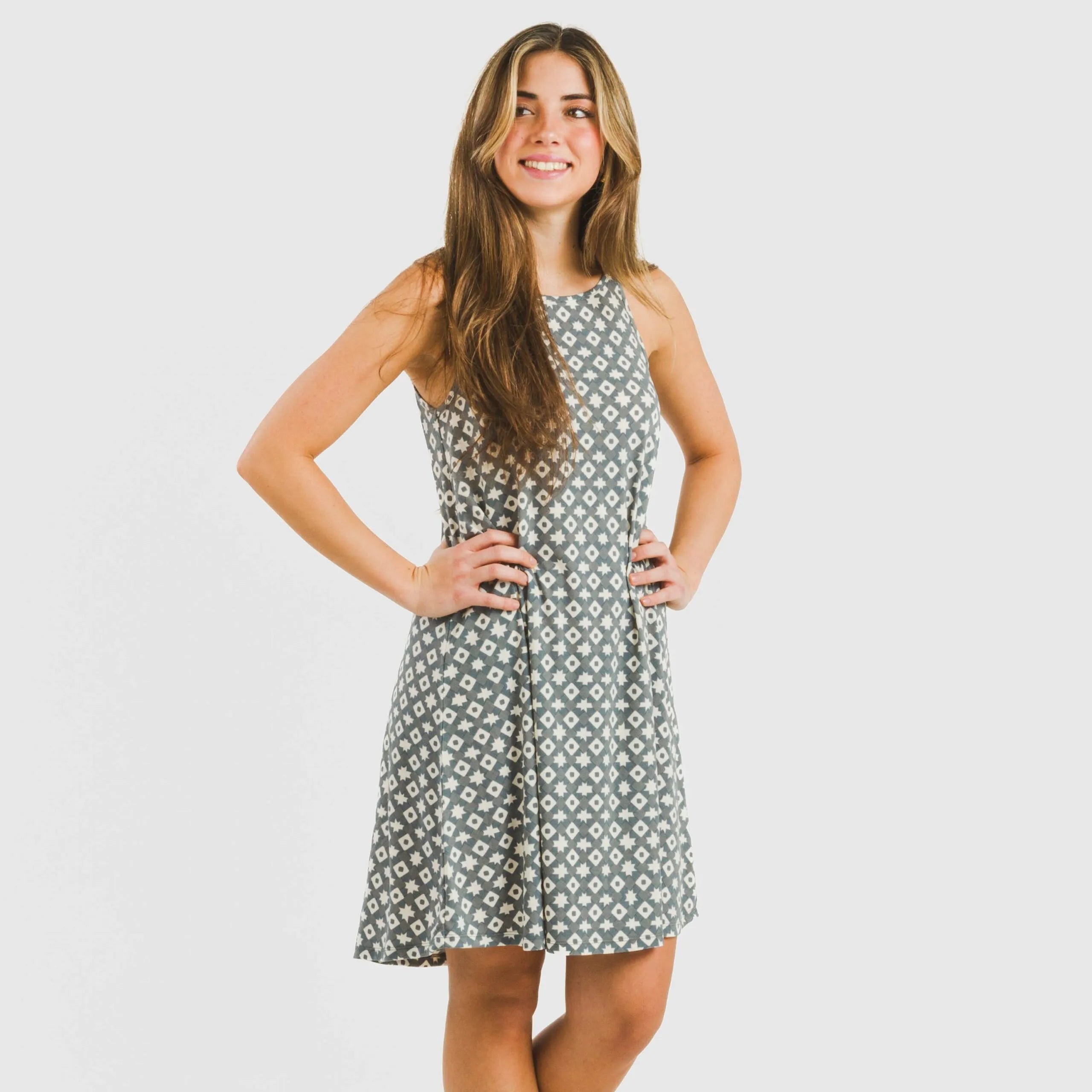 Vestido corto tirantes crepe Narciso indigo