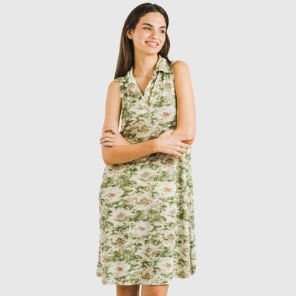 Vestido corto cuello y solapa soft Magnus verde