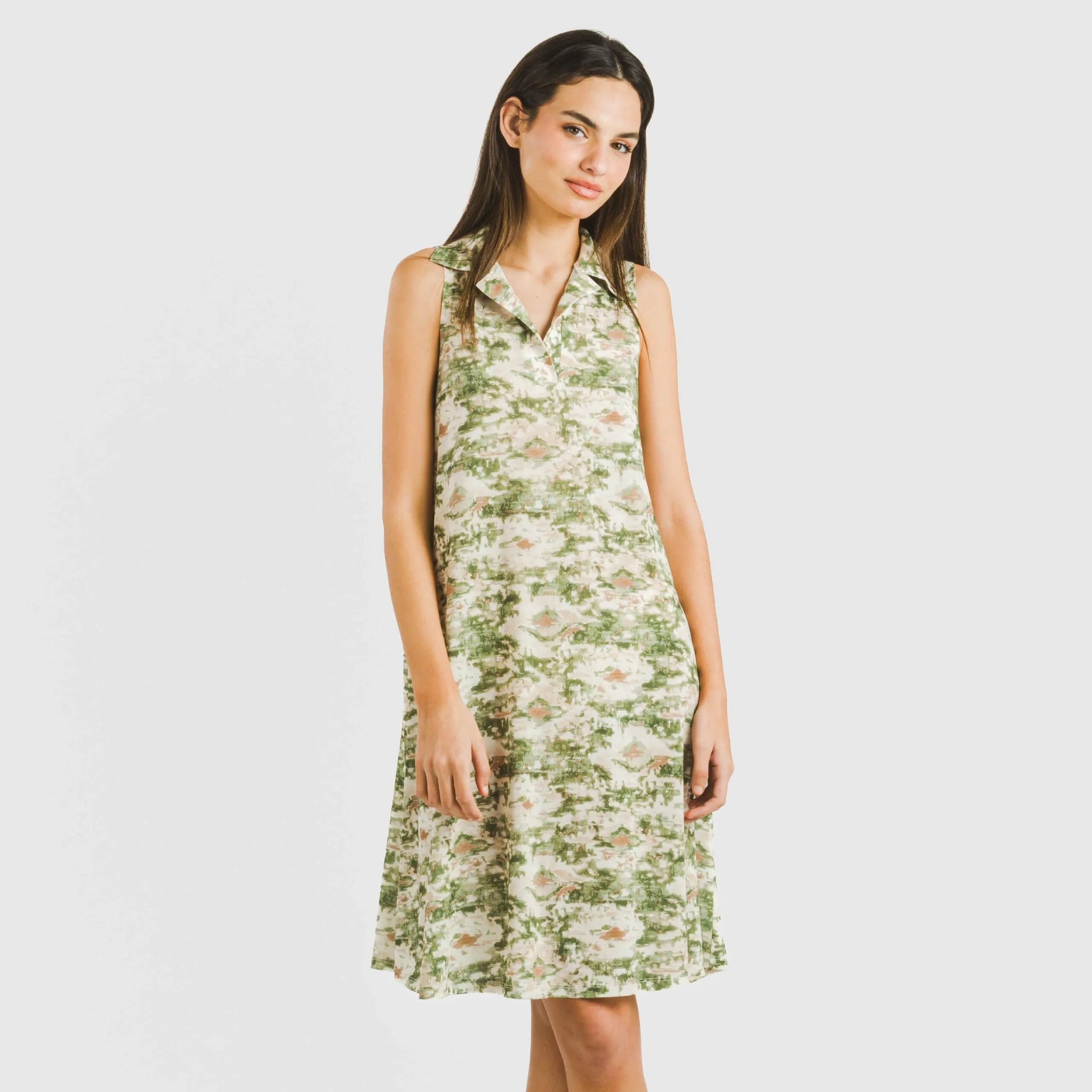 Vestido corto cuello y solapa soft Magnus verde