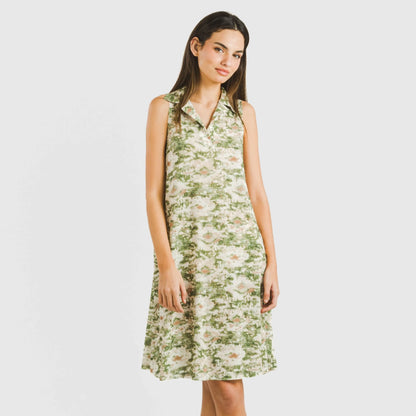 Vestido corto cuello y solapa soft Magnus verde