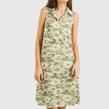 Vestido corto cuello y solapa soft Magnus verde