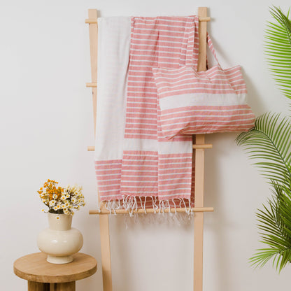 Pack Toalla Pareo + Bolso Raya algodón