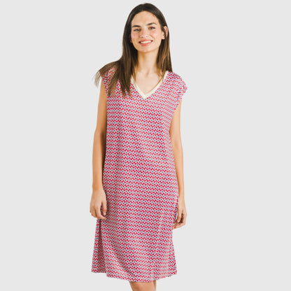 Vestido corto manga fluida soft Arizona burdeos