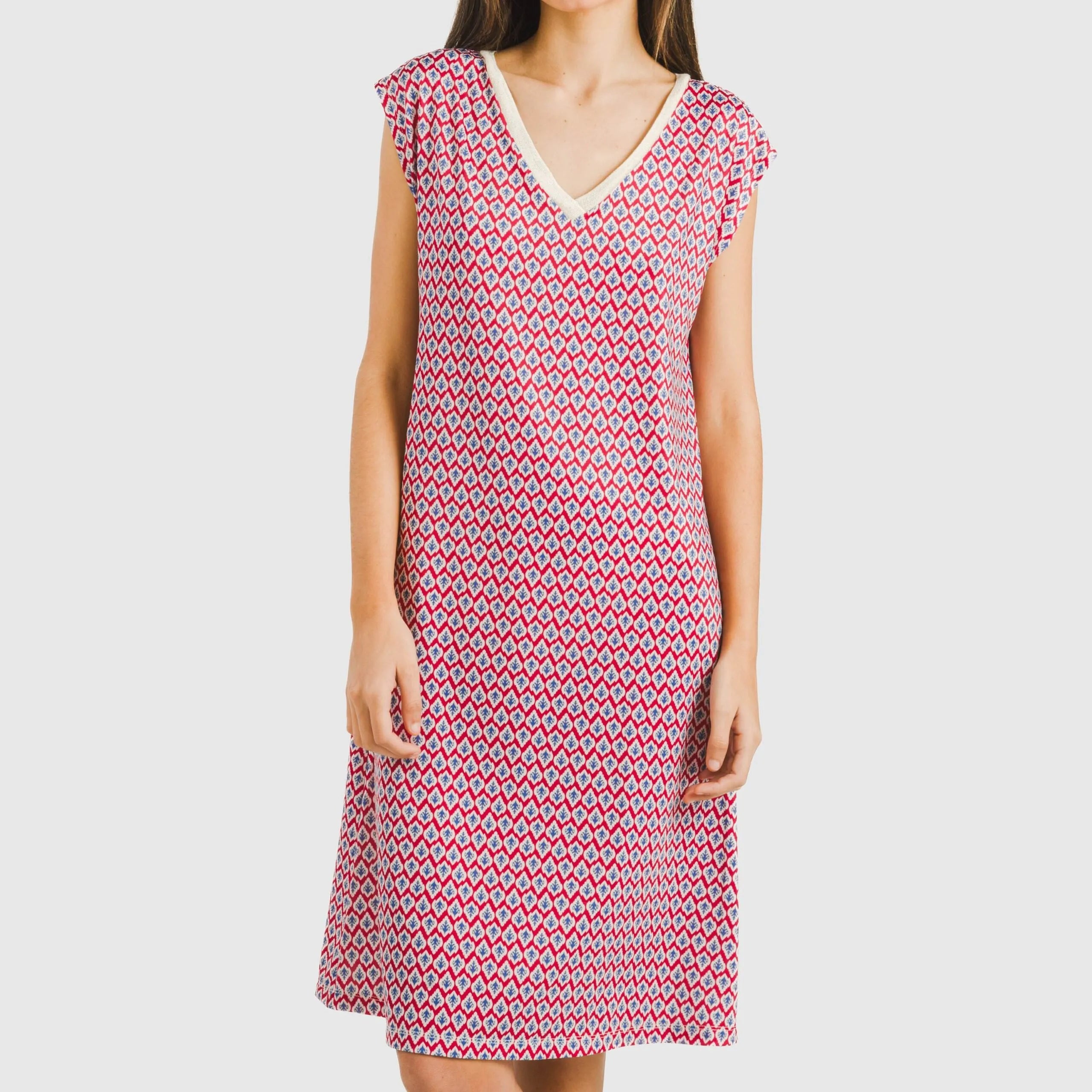 Vestido corto manga fluida soft Arizona burdeos