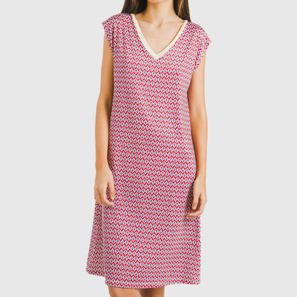 Vestido corto manga fluida soft Arizona burdeos