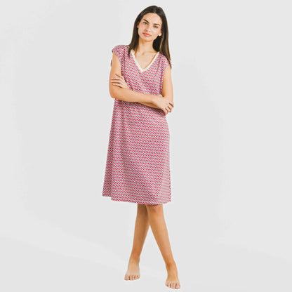 Vestido corto manga fluida soft Arizona burdeos