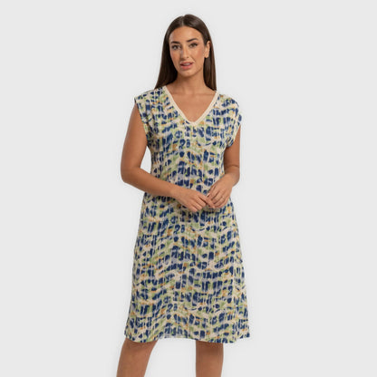 Vestido corto manga fluida soft Misuri azul