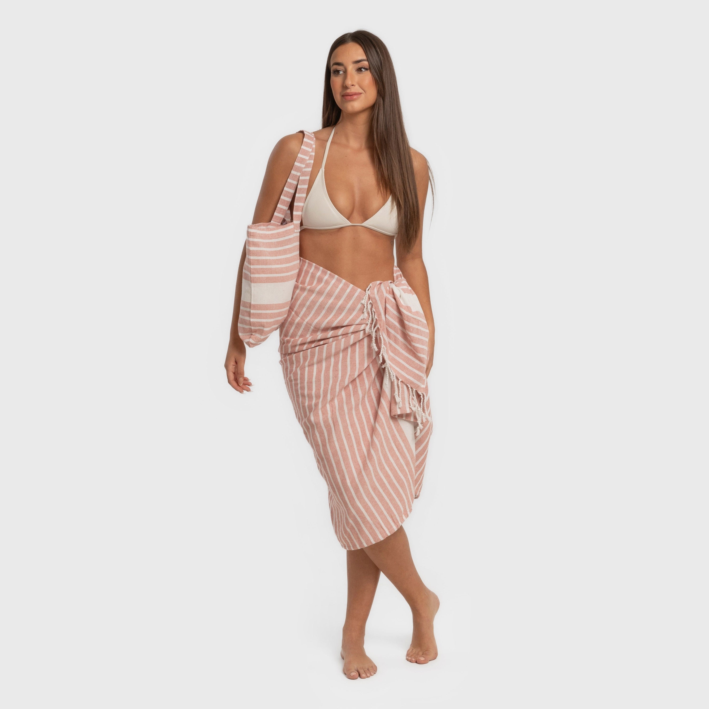 Pack Toalla Pareo + Bolso Raya algodón