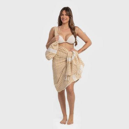 Pack Toalla Pareo + Bolso Raya algodón