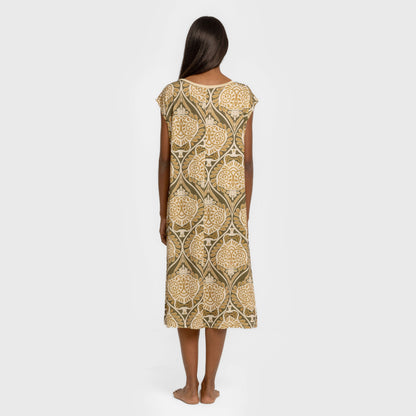 Vestido corto manga fluida soft Katerina verde