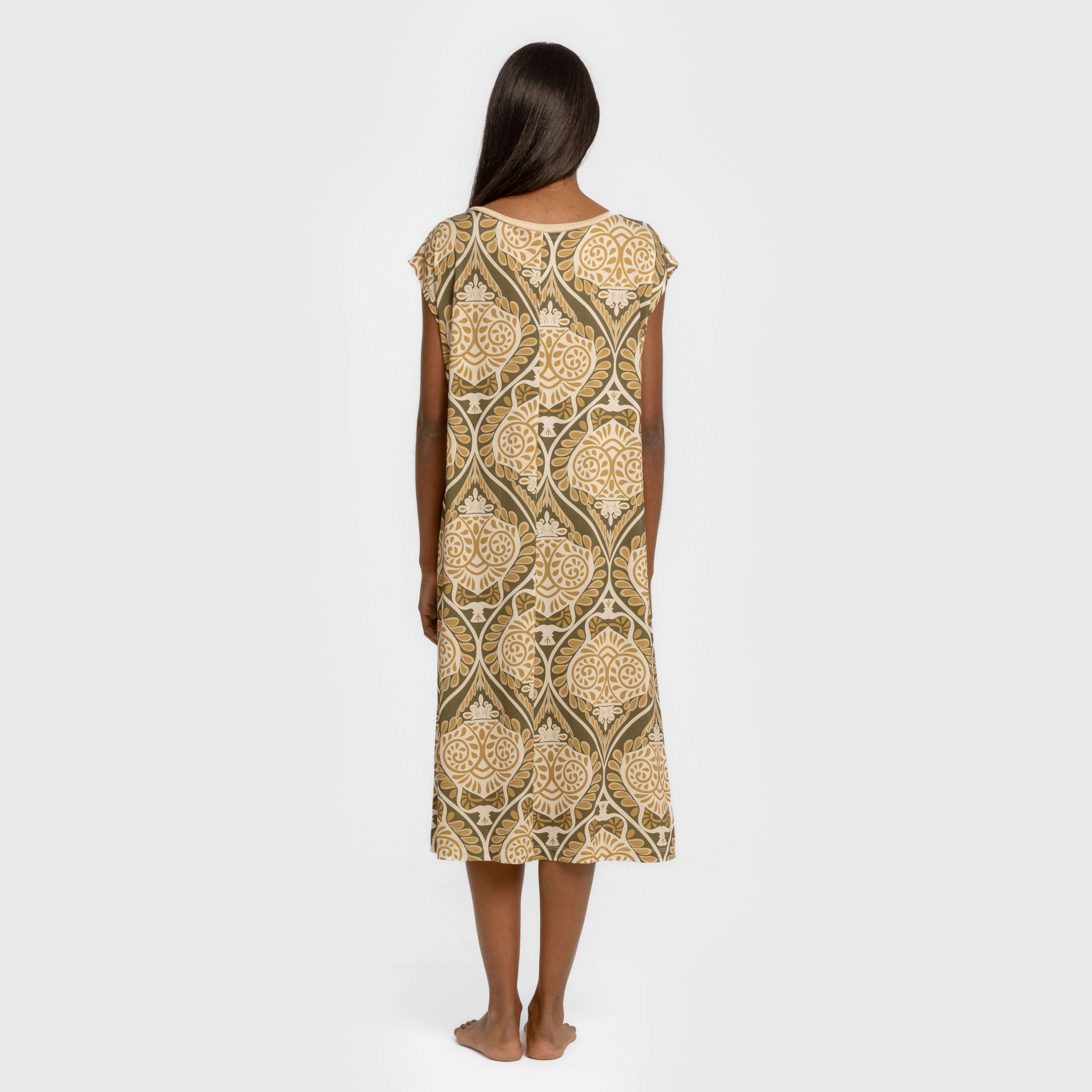 Vestido corto manga fluida soft Katerina verde