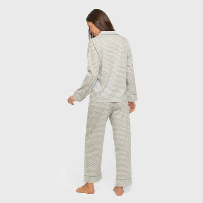 Camisa de pijama feminina longa de algodão Dune Indigo