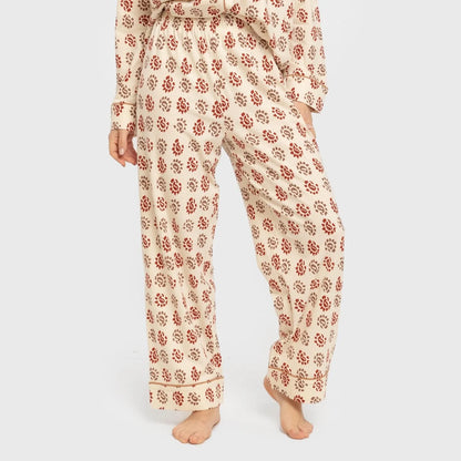 Pijama largo camisero algodón mujer Brianda teja