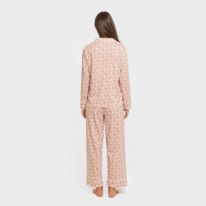 Pijama largo camisero algodón mujer Medusa rosa
