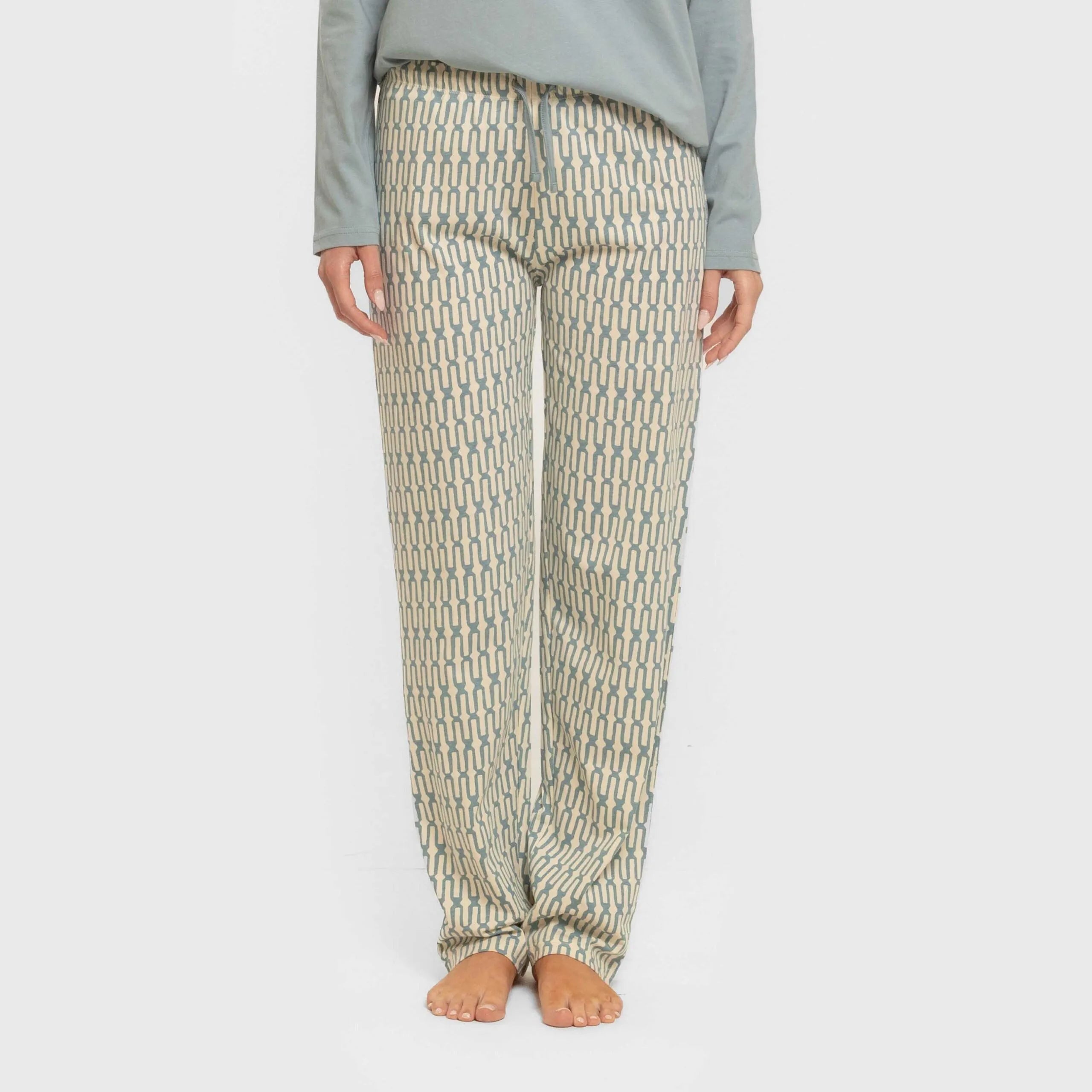 Pijama largo algodón Eucalipto celeste