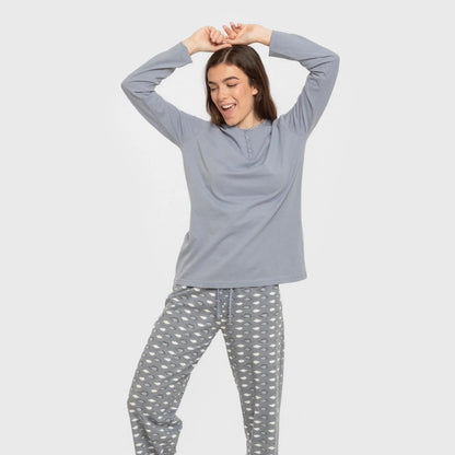 Pijama largo algodón Ocean indigo