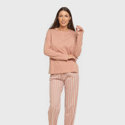 Pijama largo algodón Raya Marsella rosa keike