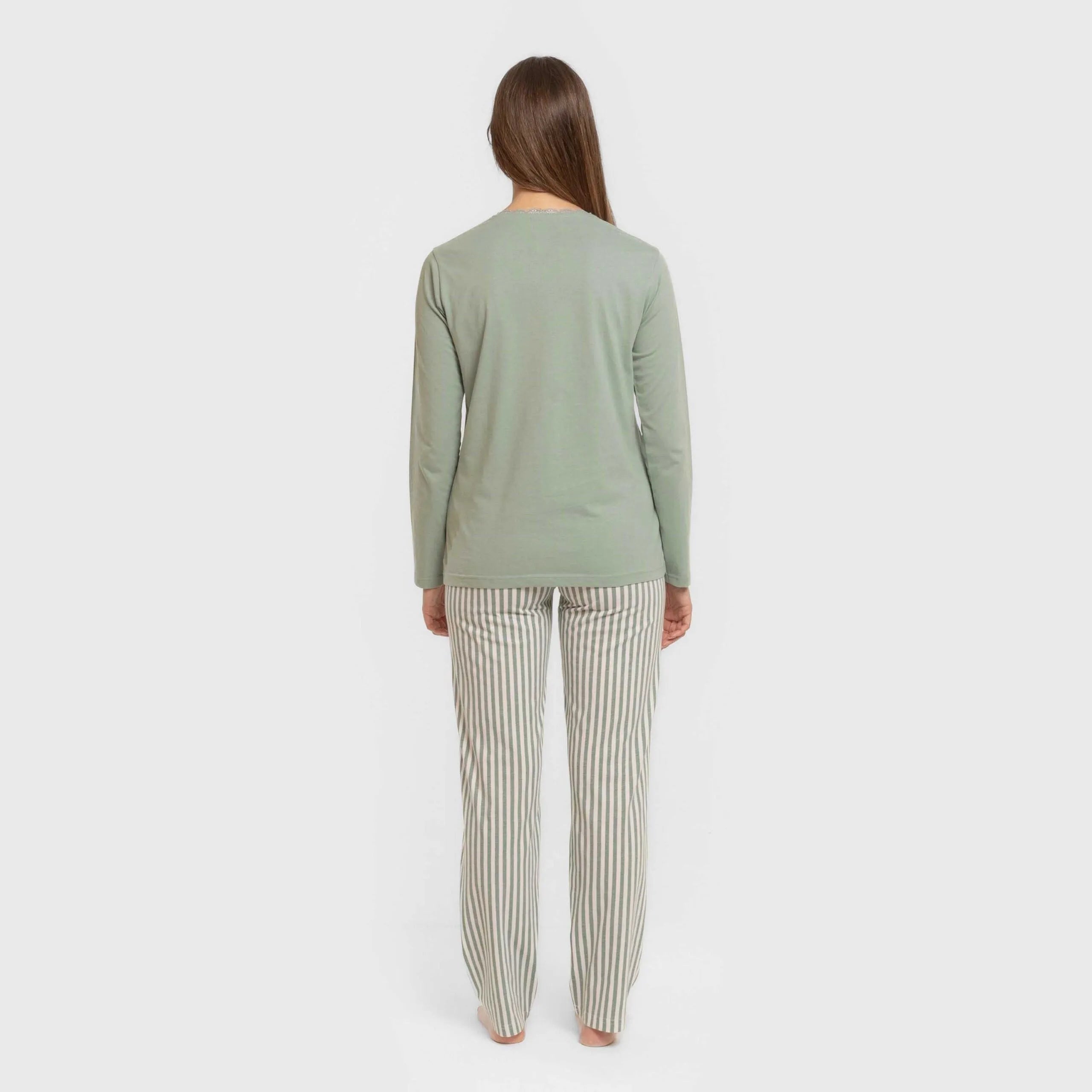 Pijama largo algodón Raya Kodac verde keike