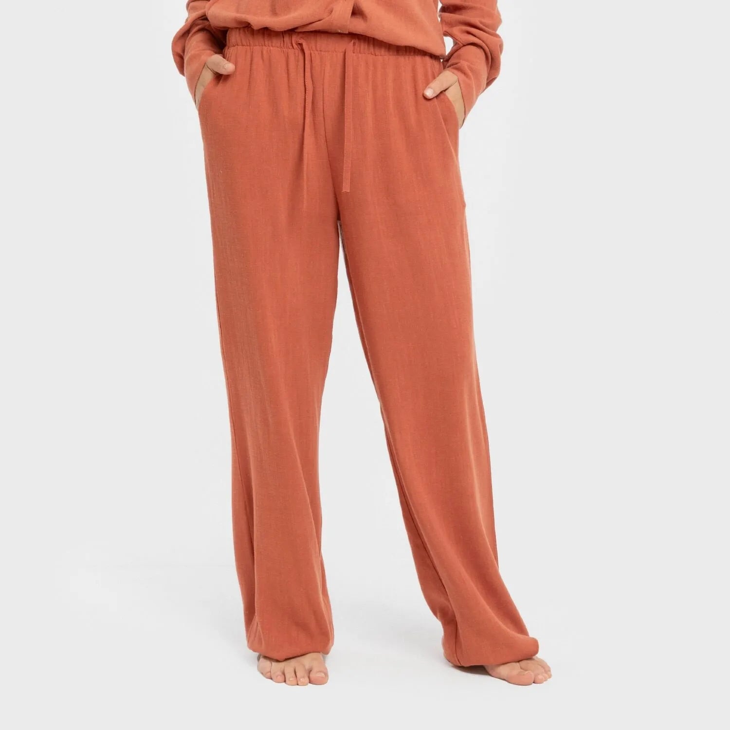 PANTALON LARGO LINO MUJER LISO