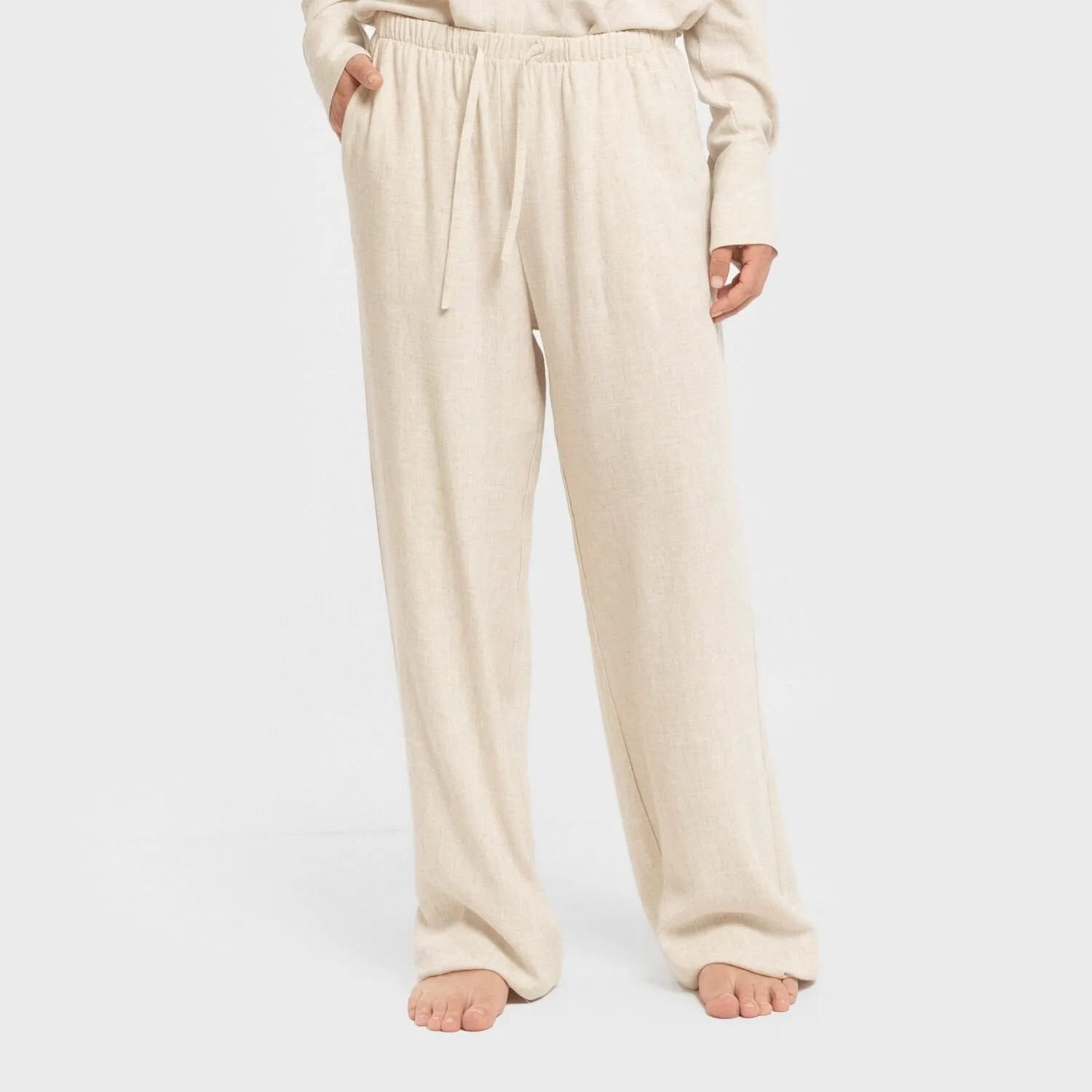 PANTALON LARGO LINO MUJER LISO