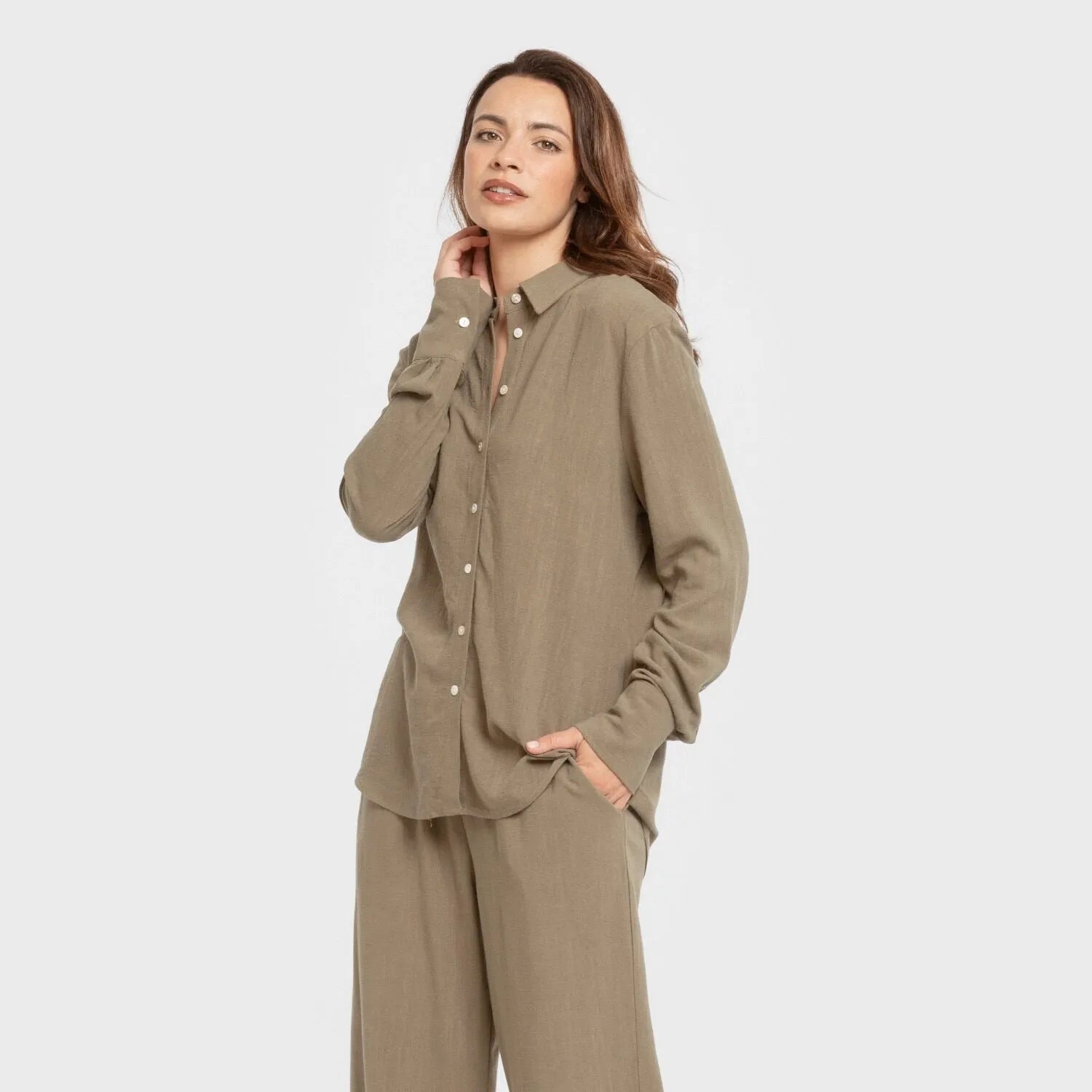 Camisa lino mujer lisa