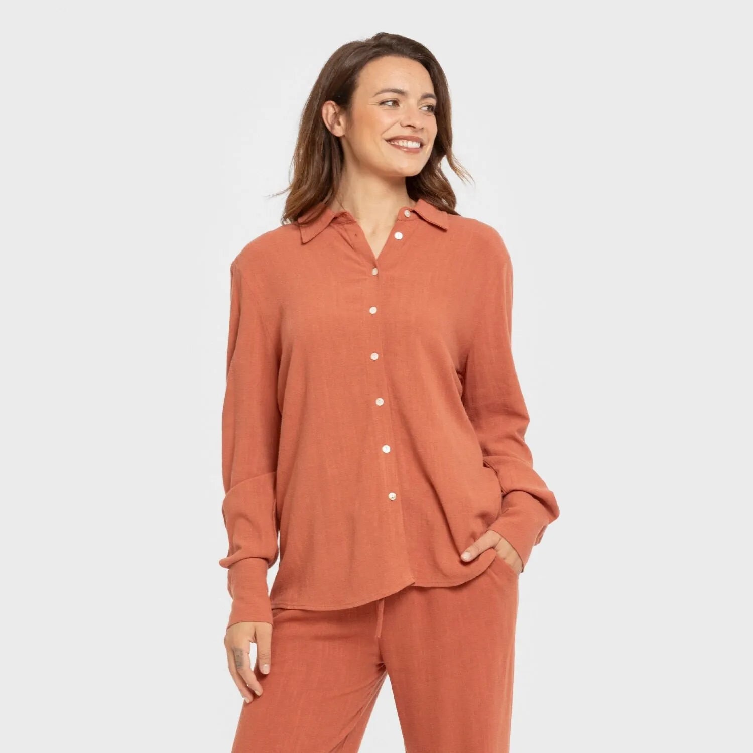 Camisa lino mujer lisa