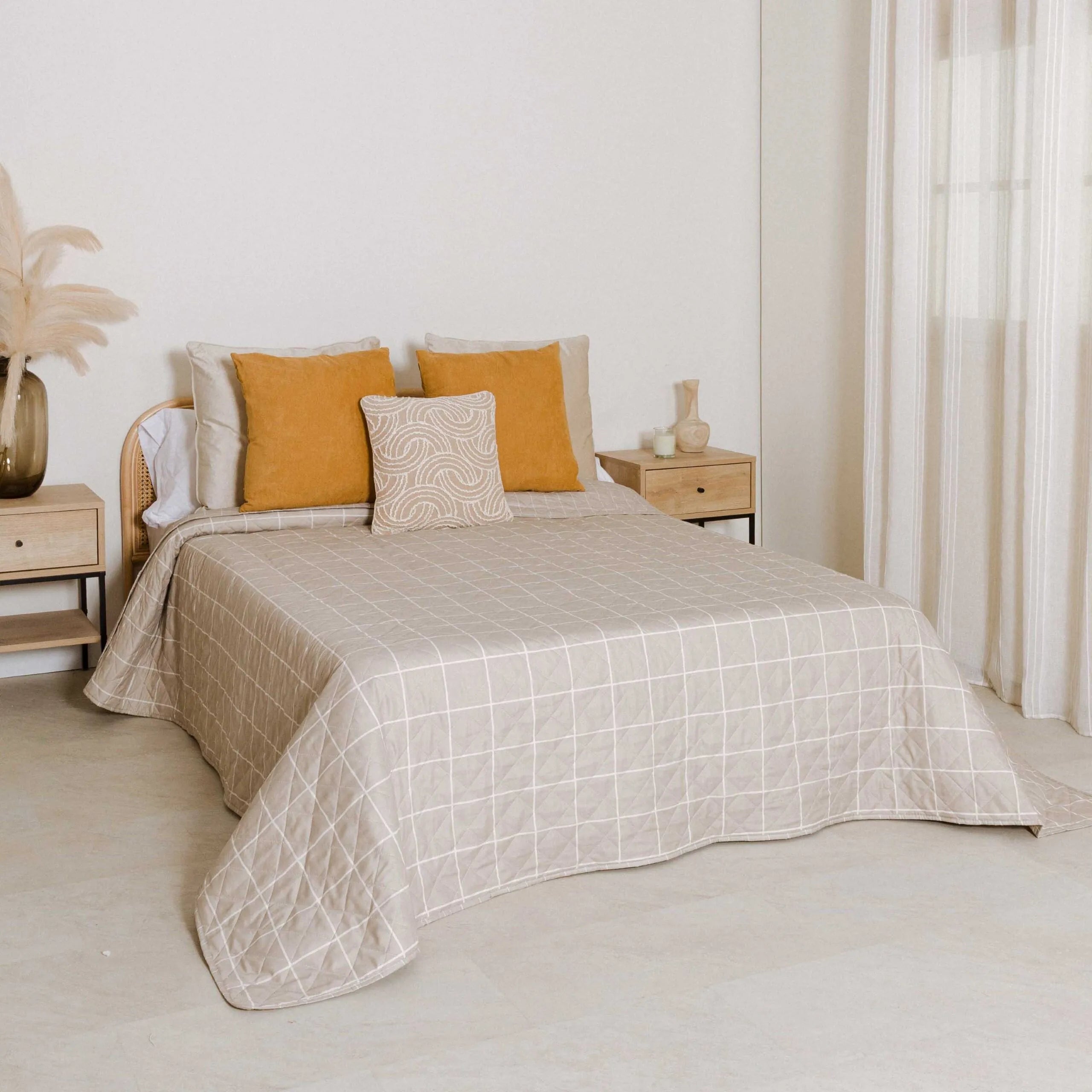 Colcha bouti Cuadro Uceda arena