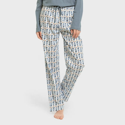 Pijama largo algodón Hibisco agua marina