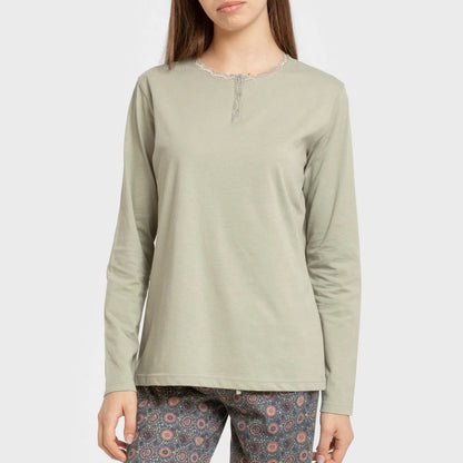 Pijama largo algodón Gabi verde claro