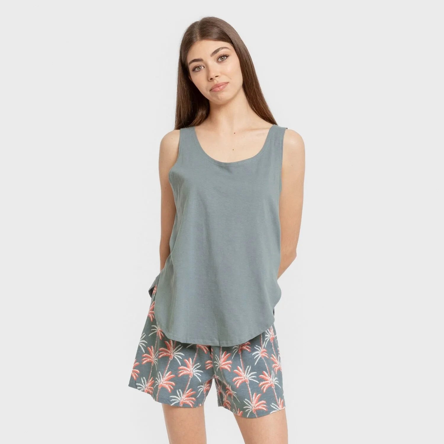 pijama curto de algodão verde Creta francês