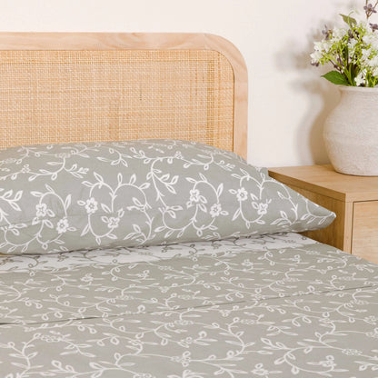 Jogo de lençóis algodão Acamia verde seco