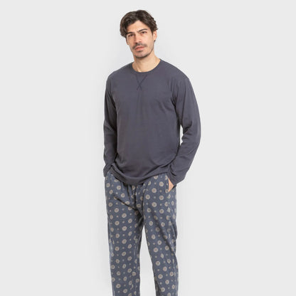 Pijama largo algodón hombre Juanlu azul