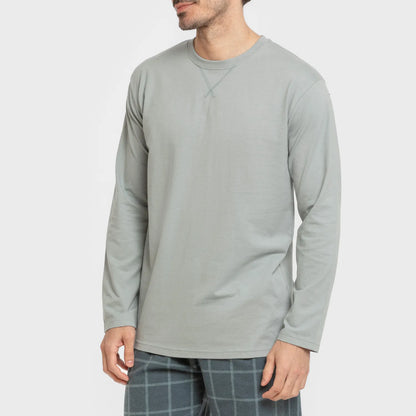 Pijama hombre franela Cuadro Andino verde azul claro