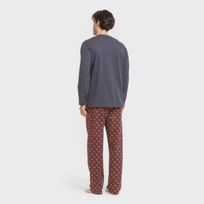 Pijama largo algodón hombre Ardillas azul marino