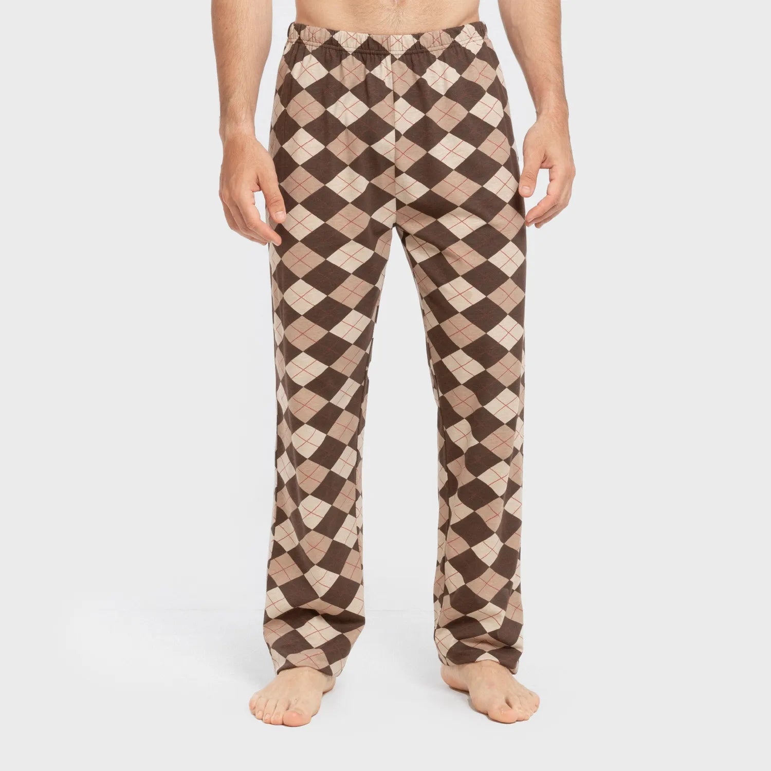 Pijama largo algodón hombre Olmo marrón oscuro mezcliyado