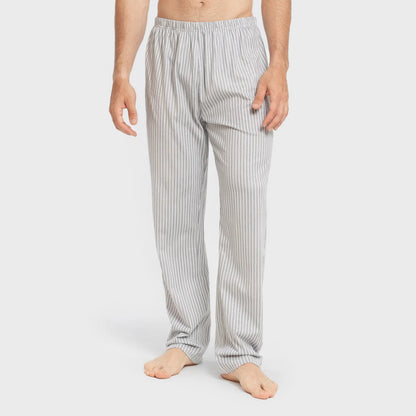 Pijama comprido masculino de algodão, modelo Ben, listrado azul.