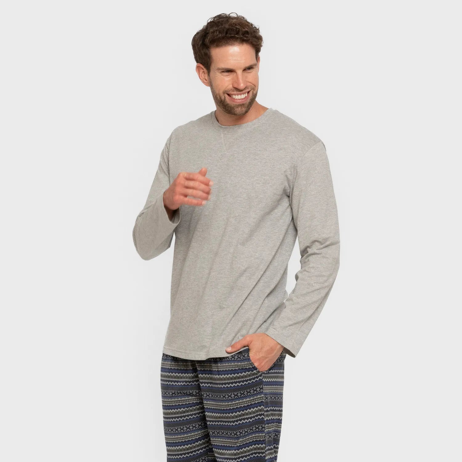 Pijama largo algodón hombre Evelio gris