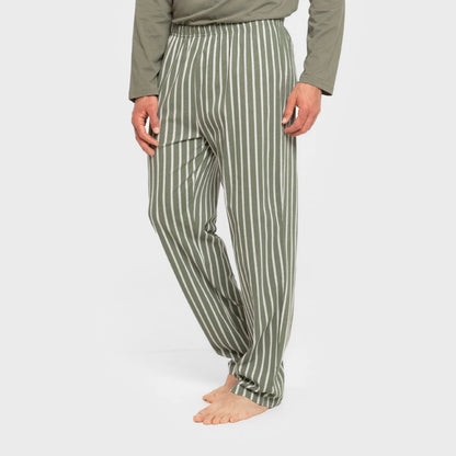 Pijama largo algodón hombre Raya Albert verde caceria