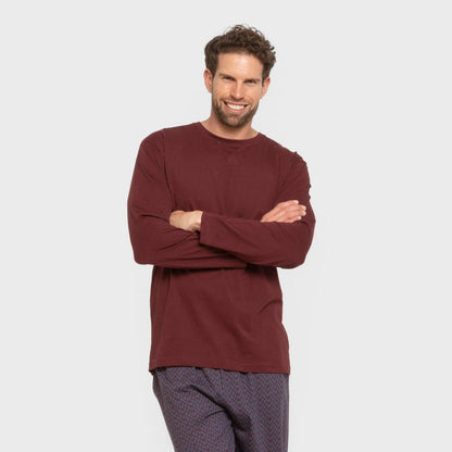 Pijama largo algodón hombre Harry burdeos