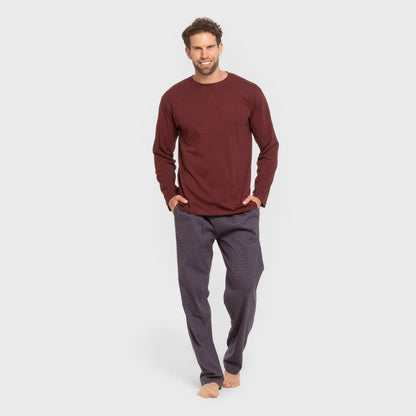 Pijama largo algodón hombre Harry burdeos