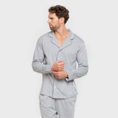 Pijama camisa comprida Harry masculino azul claro de algodão