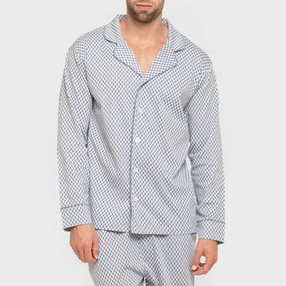 Pijama camisa comprida Harry masculino azul claro de algodão