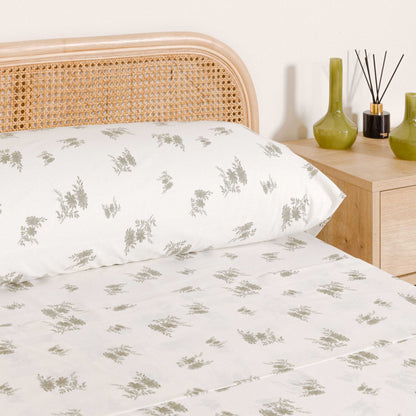 Conjunto de lençóis de algodão percal Petri verde seco