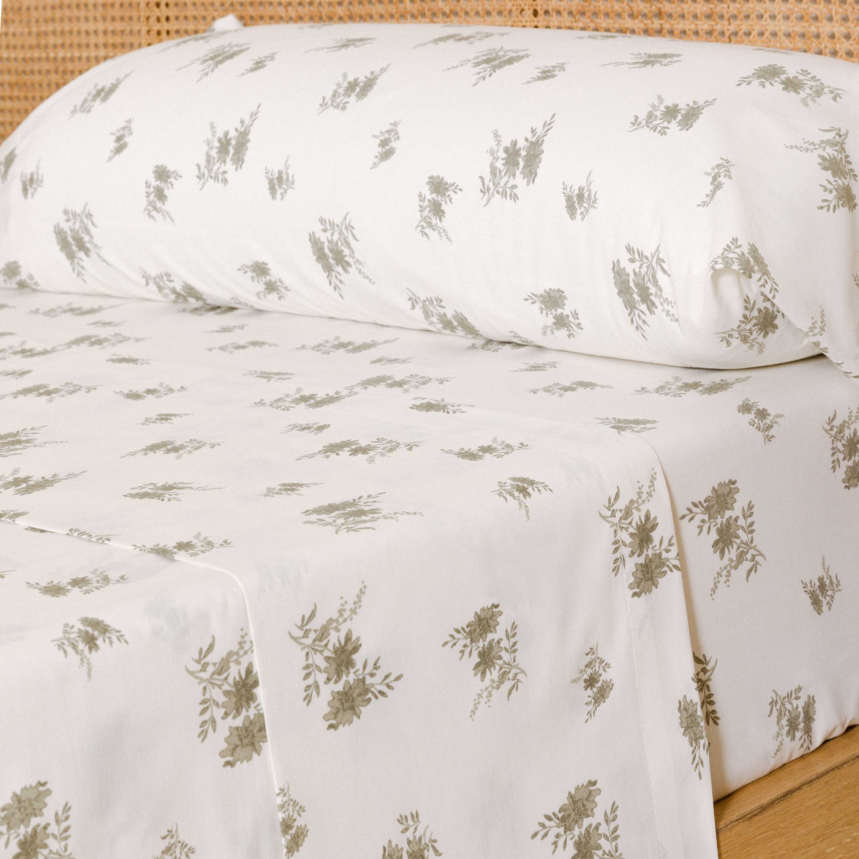 Ensemble de draps en percale de coton vert sec Petri